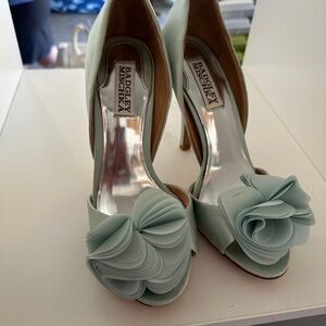 Badgley Mischka Light Green Floral Heels